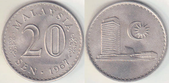 1967 Malaysia 20 Sen (Unc) A008945